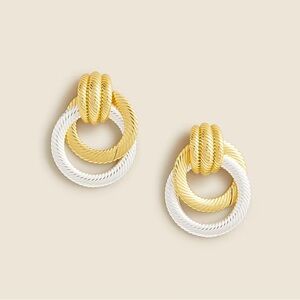 J. Crew Interlocked textured two toned gold and silver hoop earrings